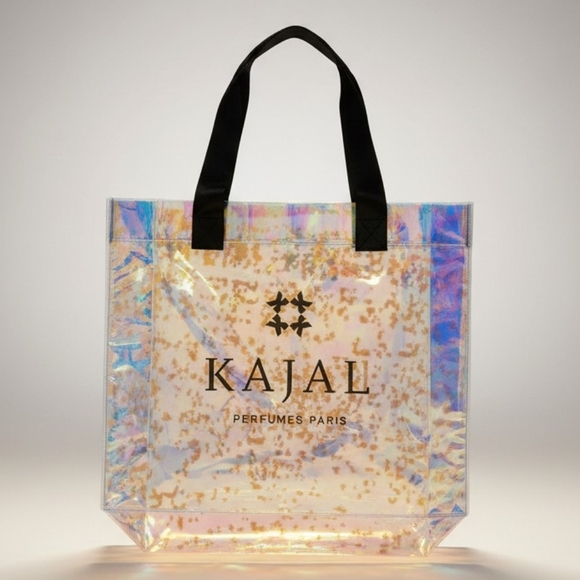 Kajal Handbags - BUNDLE 2 Kajal Perfume Paris Iridescent Tote Bags Silver Reflective